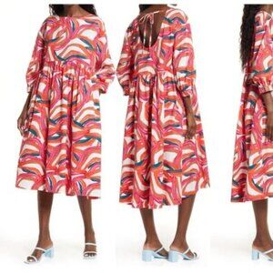 Nordstrom Cristina Martinez Rainbow Print Long Sleeve Cotton Dress XL